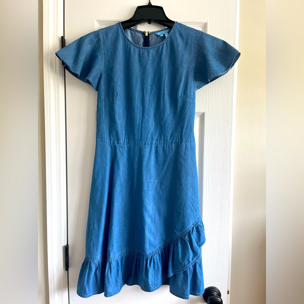 Draper James chambray ruffle dress